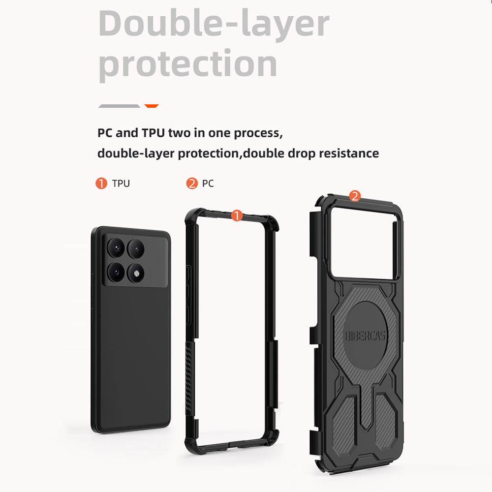 BIBERCAS J-16 Series For Xiaomi Redmi K70E 5G/Poco X6 Pro 5G Case Compatible with MagSafe Anti Drop TPU+PC Phone Cover