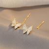 Zircon Butterfly Earrings Delicate Simple Golden Butterfly Earrings