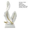 Artistic Feather Statue Modern Green White Feather Shape Resin Figurine Sculpture Home Office Desktop Decoration Ornament