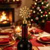 Cocktail Reception Wine Stopper Christmas with Silicone Ring, Stainless Steel Decorative Bottle Sealer, Snowflake/Car/Train/Elf Topper, Reusable