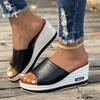 Fashion European American Fashion Fish Mouth Slippers 2024 Summer New Slope Heel Casual One Line Cool Slippers for Women Zapatos Mujer