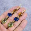 Peridot, Blue Topaz Gemstone 925 Sterling Silver Jewelry Earring 2.99" M-2648