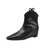 Spring Autumn Pointed Toe Women Chelsea Boots Fashion Back Zippers Shoes Street Style Internal Elevation Ladies Short Booties