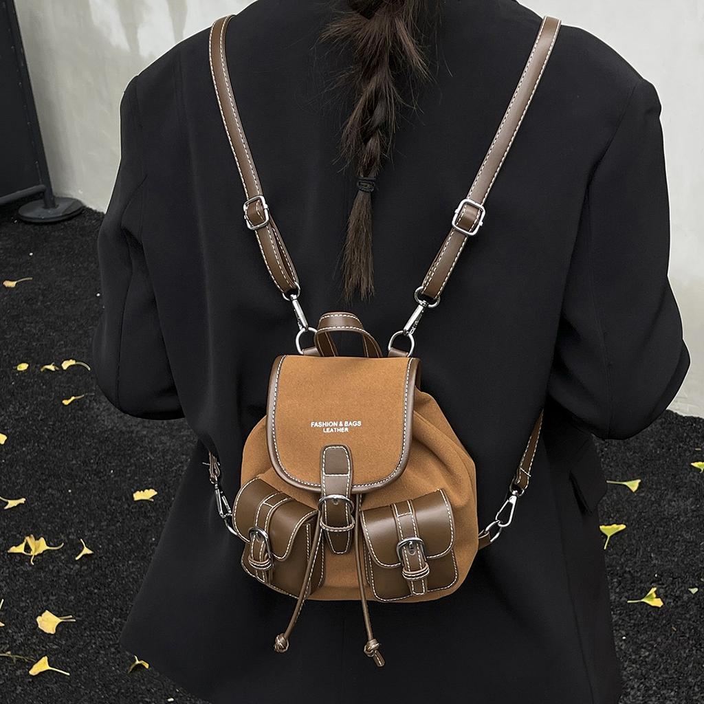 Autumn and Winter Retro Suede Backpack for Work and Commuting, Versatile Women's Travel Backpack, College Student School Bag,