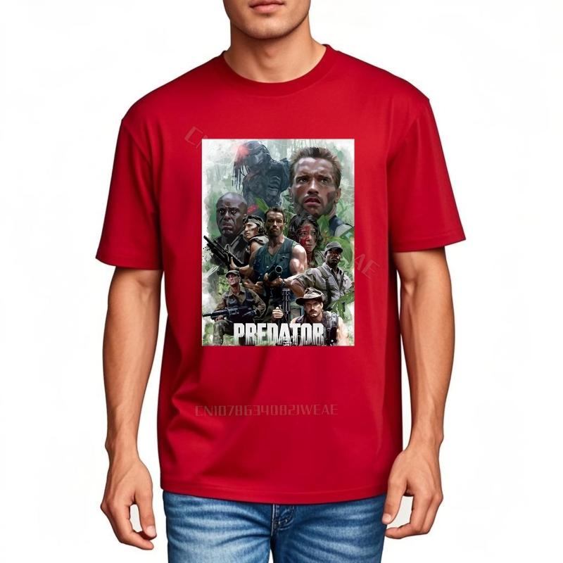 Unisexs Top Short sleeve Quick Dry T Shirt Predator Movie Poster On Black Short sleeve Vintage Tshirt New Arrived Round Neck