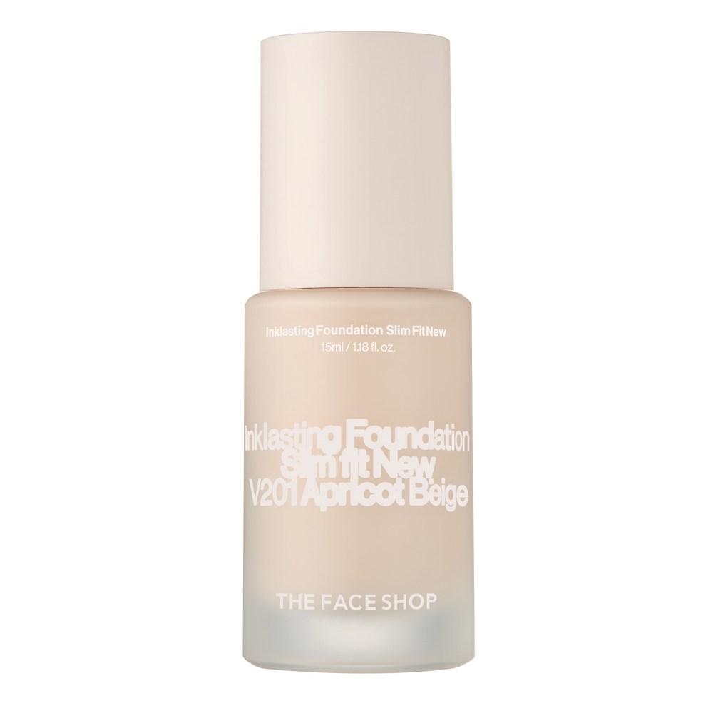 The Face Shop Ink Lasting Foundation Slim Fit New 15ml, V201 Apricot Beige, 1 Piece