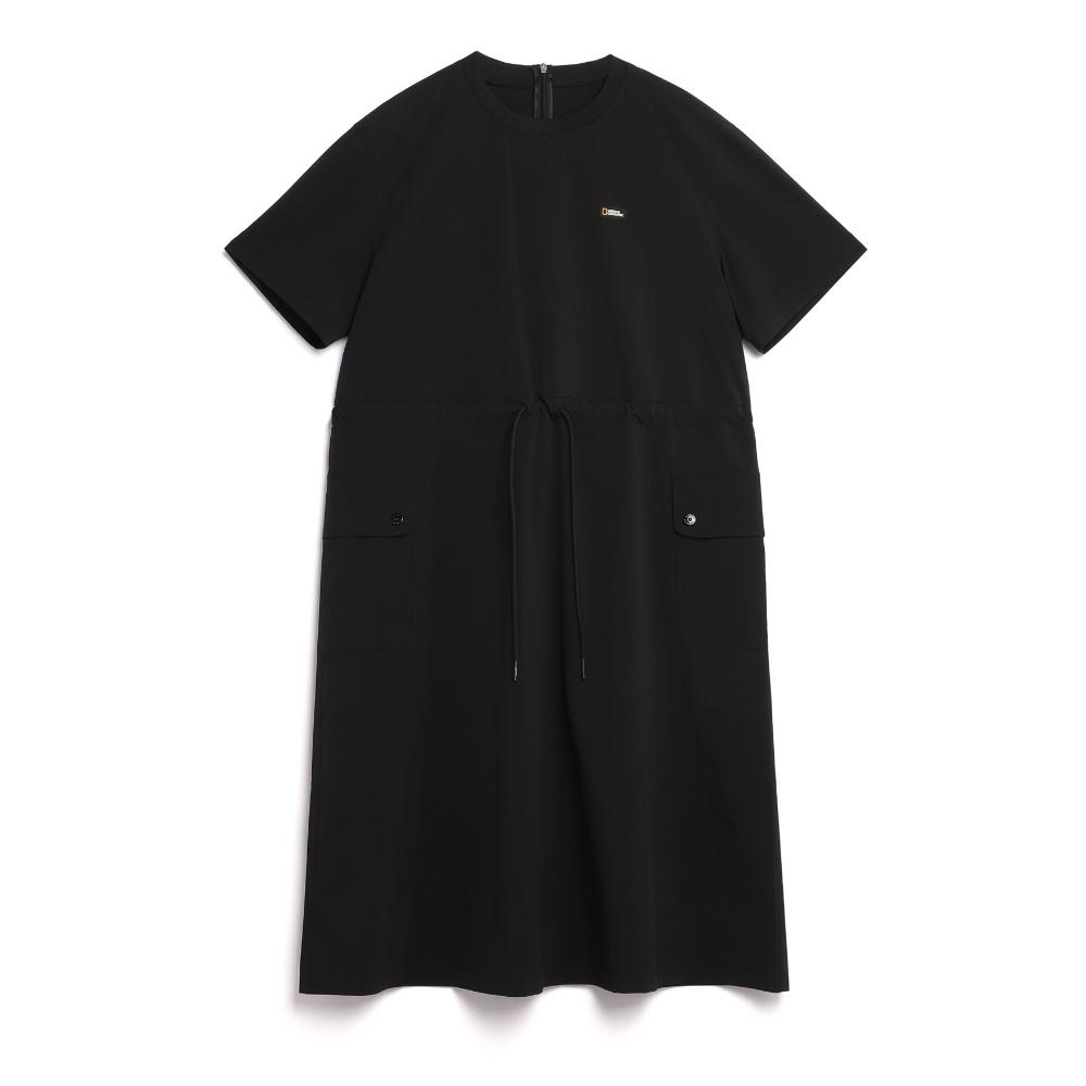 National Geographic N242Wop910 Adélie Lightweight Woven Stretch Round Neck Dress Carbon Black