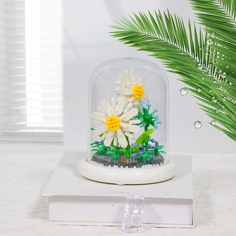 Букет Вечных Цветов Бонсай Комнатное Растение Модель Микро Строительные Блоки Украшение для Дома Головоломка Игрушки Детские Подарки на День Рождения Рождество