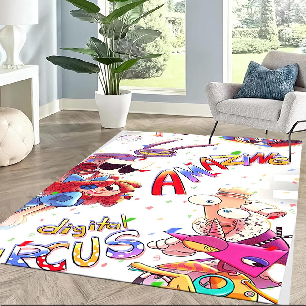 Digital Circus Floor Rug Office Rug Design for Balcony Bedrooms Playrooms Decorate room Anti-slip Rug Decorate Offices Best for Christmas