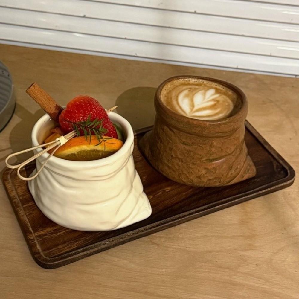 Non-slip Bag Ceramic Cups Large-caliber Coffee Cups Tea Cup Irregular Mugs  Tableware