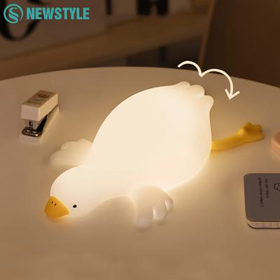 Милый гусь силиконовый детский ночник USB перезаряжаемый настольный светильник прикроватная лампа с сенсорным датчиком для комнаты для девочек