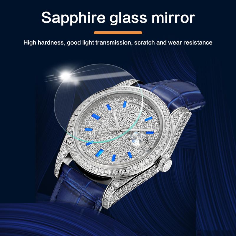 Start Мужские часы Gypsophila, официальные подлинные часы с бриллиантами, водонепроницаемые автоматические механические часы, функция даты и недели