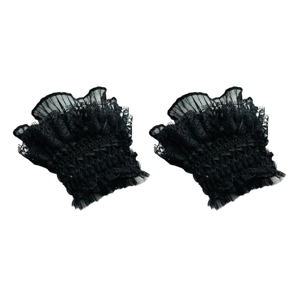 Short Multi Layer Lace Fake Sleeves Girl Ruffle Decoration Wrist Cuffs Fingerless Wedding Bridal Gloves Maid Cosplay Bracelet