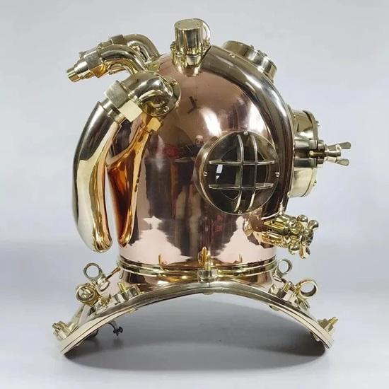 Copper Brass Diving Helmet 55.88 Cm Mark V US Navy Heavy Diving Helmet Gift For Navy Officer, Home, Office Decorative