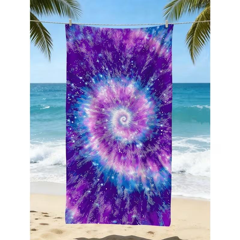 Rainbow Swirl Tie Dye Gradient Beach Towel Sand Free Quick Dry Blanket Colorful Psychedelic Spiral Wave Print Towel for Summer