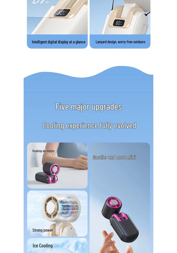 Compact High-Speed Handheld Cooling Fan with Ice Pack, Portable and Rechargeable, Foldable Design
