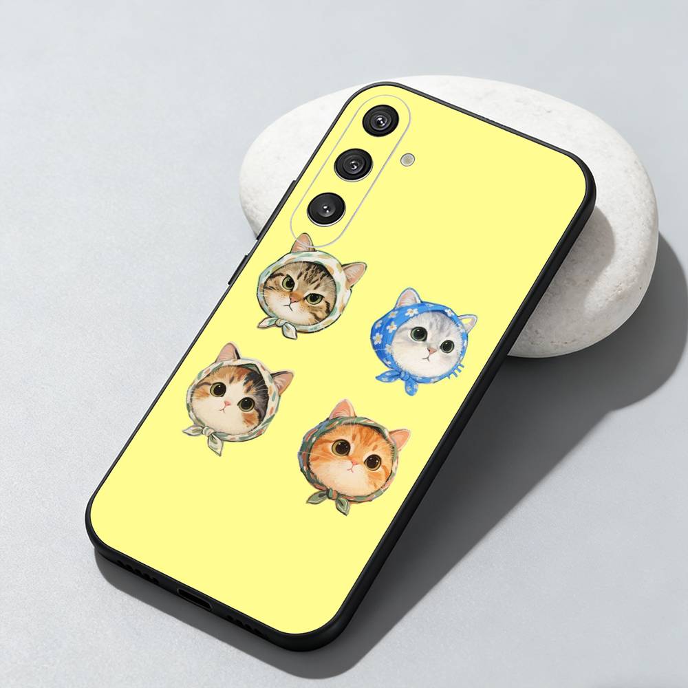 cute cat Phone Case For Samsung Galaxy A73,A72,A71,A70,A52,A51 Others Soft Black Cover
