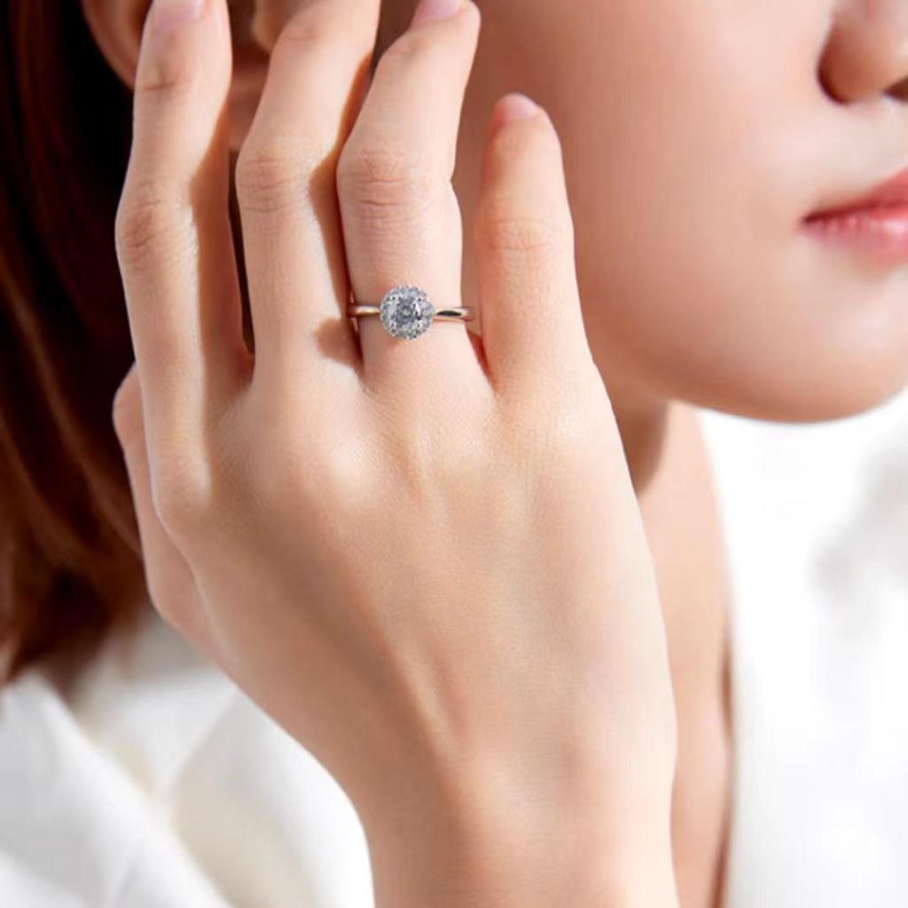 Нежное женское обручальное кольцо с бриллиантом 0,5-2 карата, выращенным в лаборатории(Цвет DE VVS1-VS1 Сертификат чистоты IGI) Кольцо из белого золота 18 карат Уникальное кольцо