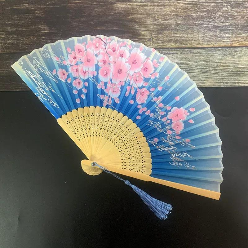 Chinese Style Folding Fan for Men, Portable, Retro Style, Classical, Traditional Hanfu, Black and Green, Bamboo Design