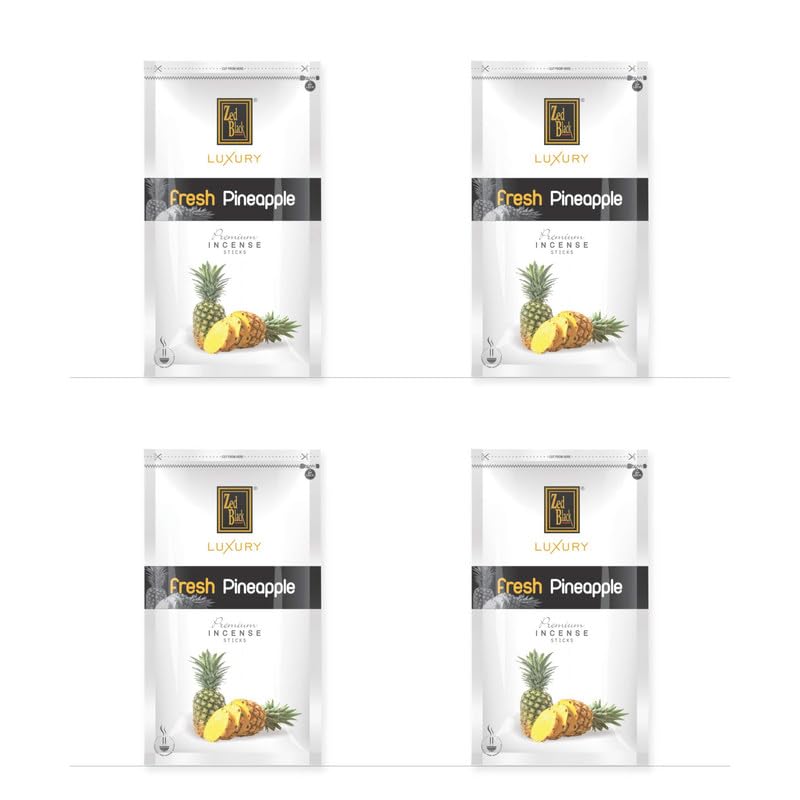 Zed Black Luxury Pineapple Incense Sticks Pack of 4 Long-Lasting Fragrance for Home and Meditation 140G