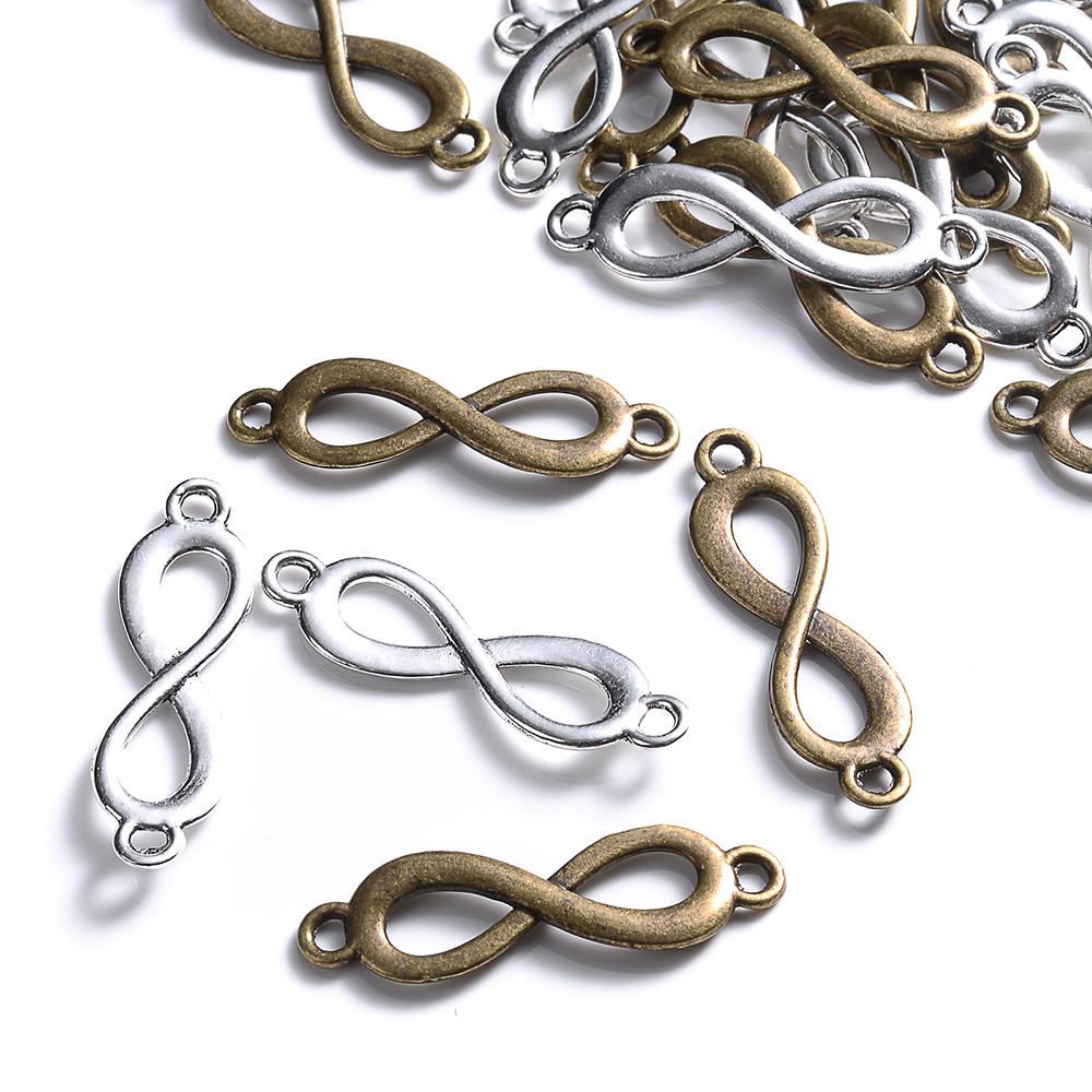 100 шт. антикварные металлические бусины бесконечной формы 8 бусины-разделители для знака навсегда для изготовления ювелирных изделий, аксессуары для браслетов и ожерелья