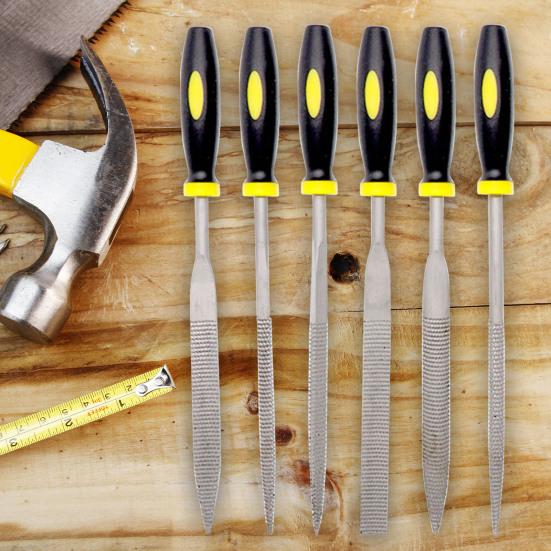 6 шт./компл. напильники с эргономичной ручкой, высокоточные многоцелевые плоские/треугольные/полукруглые/круглые/квадратные/конические напильники Набор ручных напильников дерево пластик резина