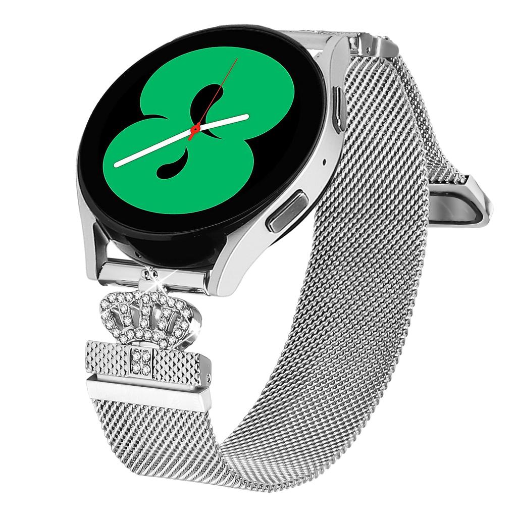 For Mibro Air Watch Band Silver Stainless Steel Crown Clasp Milanese Wrist Strap