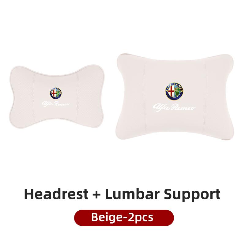 LMRGZ1 Leather Car Seat Neck and Back Pillow Breathable Accessories For Alfa Romeo 159 Giulietta Giulia 147 Mito 156 166 GT