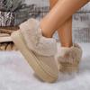 Модные женские зимние сапоги на толстой подошве с пушистым верхом, повседневные, слипоны, длинные, с хлопковой подкладкой, женские, удобные, теплые, с искусственным мехом, зимние сапоги