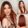 EASIHAIR Medium Length Red Ombre Synthetic Natural Wigs Middle Part for Women Daily Cosplay Use Heat Resistant Fiber Hair Wigs