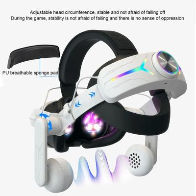 Ремешок для головы со встроенным аккумулятором 8000 мАч, RGB-подсветкой для VR-очков Meta Quest 3, Комфортный, Накладные наушники, Улучшенный звук, Elite ремешок для головы