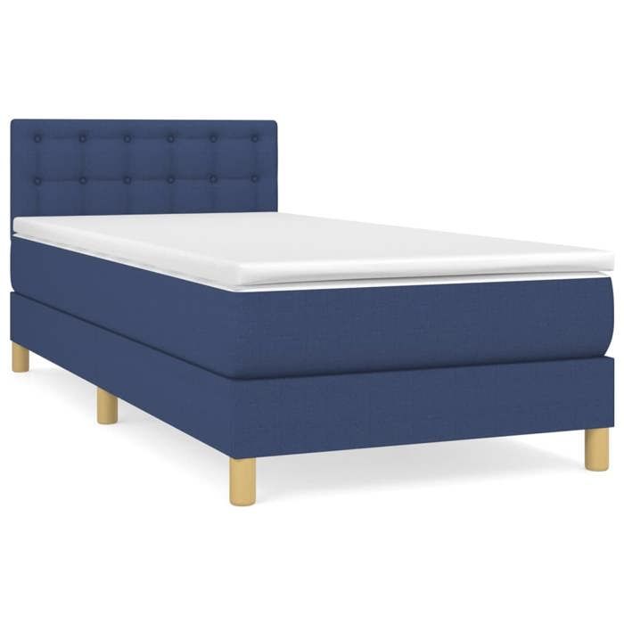 Maison Exclusive - Sommier à lattes de lit avec matelas Bleu 100x200 cm Tissu
