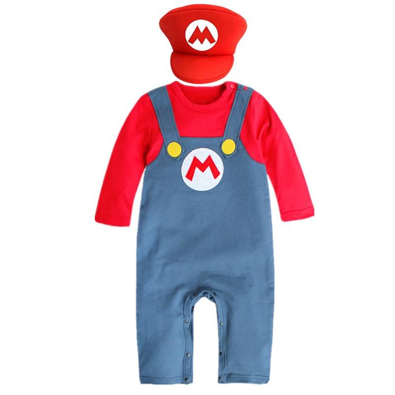 Super Mario Cartoon Cotton Onesie For Babies Cosplay Outfit For Boys And Girls