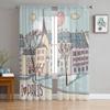 Парижский городской эскиз, прозрачные тюлевые занавески для окон для гостиной, спальни, современная шифоновая вуаль, занавески из органзы, декор, шторы