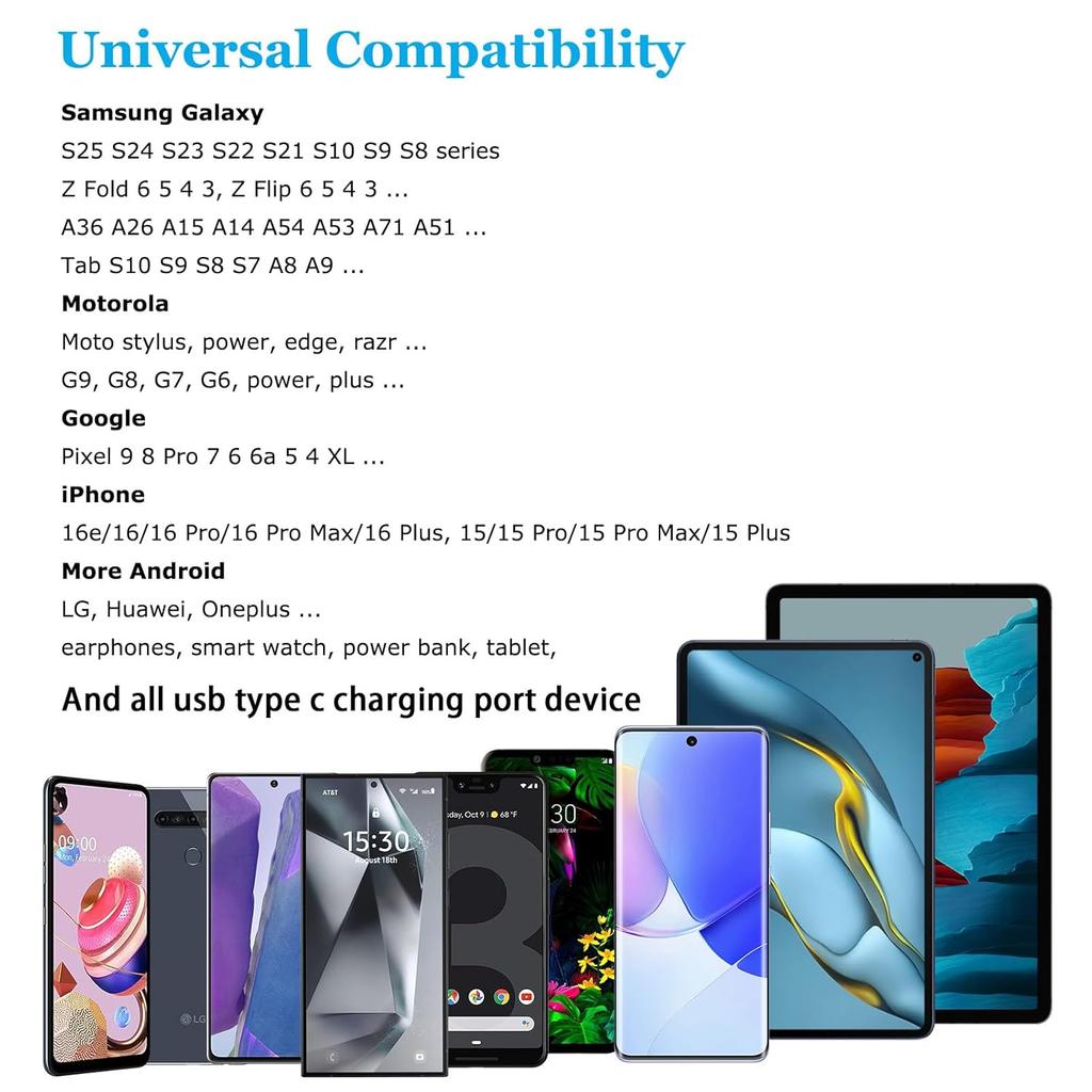6-футовый кабель для Samsung Galaxy Z Flip 7 FE 6 5 4 3, Z Fold 7 6 5 4 3 5G, A56 A36 A26, Шнур для быстрой зарядки телефона, Провод USB A на C для S25 Edge