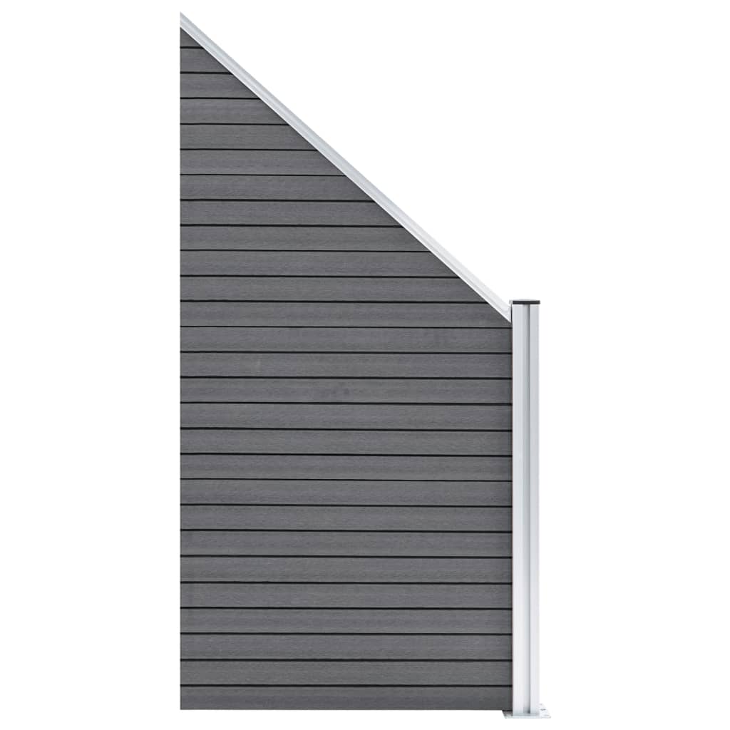 WPC Fence Set 4 Square Panels + 1 Diagonal Panel 792 x 186 cm Grey