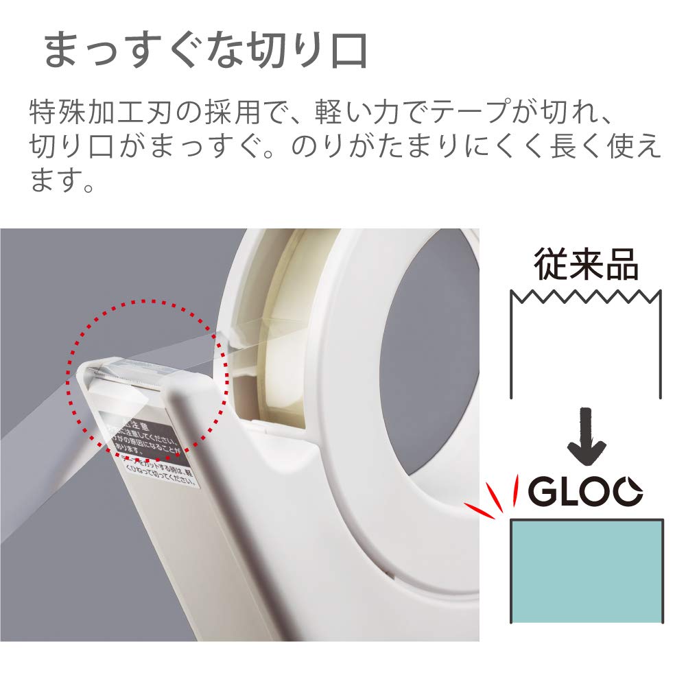 KOKUYO Резак для ленты GLOO Suction Cup Handy Type Большой рулон Эксклюзивный белый корпус: В133xШ38xГ149мм/164г T-GM500W