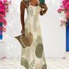 Women Plus Size Scoop Neck Strappy Sleeveless Printed A Line Maxi Dress