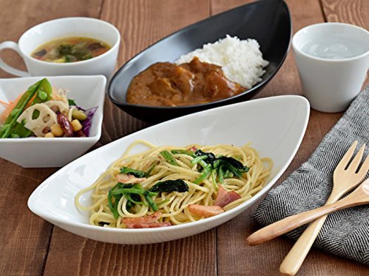 East CAFE Leaf Set of Curry Cafe Tableware Bowls, 27cm, 2, Dishes, Tableware, Western-Style (White)