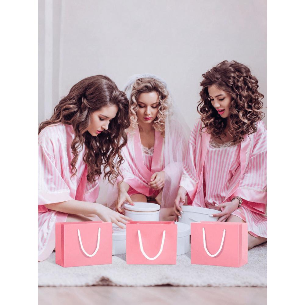 1 шт. Мини розовые подарочные пакеты с ручками Организаторы вечеринок, Дарители подарков, Отлично подходят для свадеб, дней рождений, вечеринок, рукоделия, дарения подарков и хранения ювелирных изделий