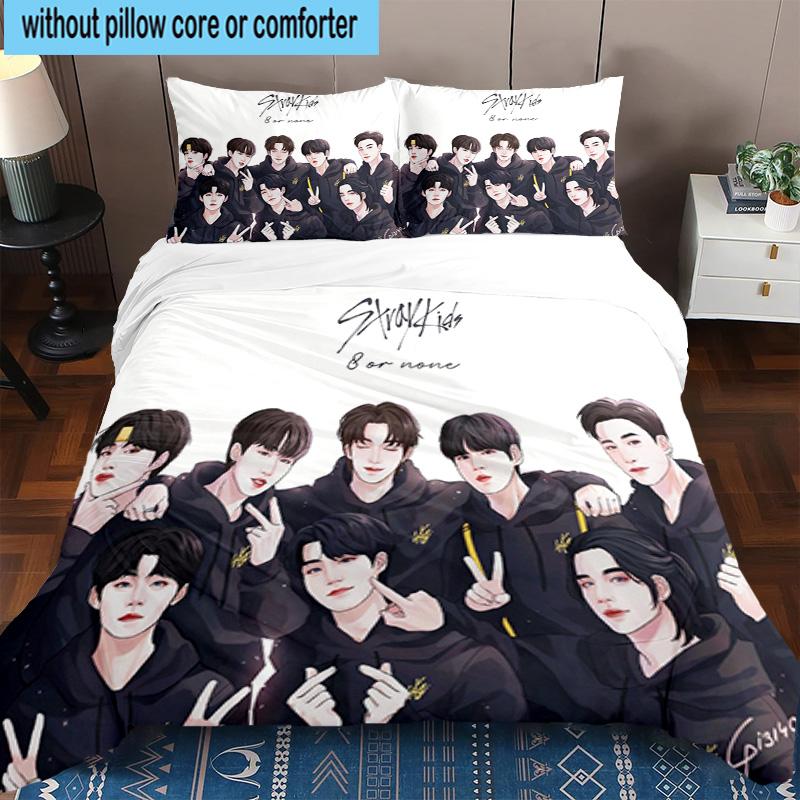 3PCS K-pop Group Stray 3pcs Bedding,Including 3PCS Duvet Cover And 2pcs Pillowcases Perfect for Christmas,Ideal for Bedroom, Dormitory