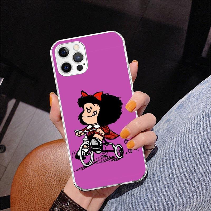 Cartoon Cute Mafalda Phone Case For iPhone 13 12 Mini 11 Pro Max XS XR X SE 7 8 Plus 5S 5 6S 6 Gift Print Cover Fundas