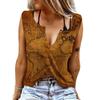 Женские майки, сексуальные летние топы без рукавов с V-образным вырезом, жилет с 3D принтом, желтые топы с картой