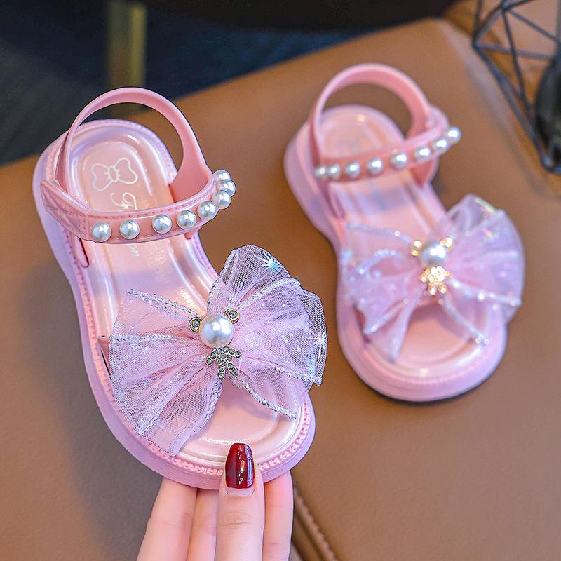2024 Girls' Velcro Princess Sandals - Soft Sole, Bowknot Design, Available In Small, Medium, Large for Kids
