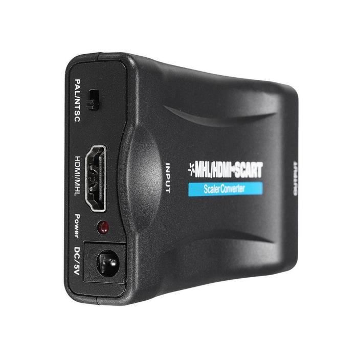 Petyoung® Convertisseur Péritel vers HDMI Adaptateur Scart vers HDMI 1080P HD pour DVD, Sky Box, STB, etc.