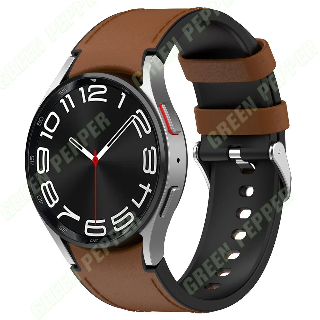 Кожаный силиконовый ремешок для Samsung Watch 6/5/4 40 44 мм 4/6 Classic 42 43 мм 46 47 мм Кожаный ремешок с зернистой поверхностью для Galaxy Watch 5pro 45 мм