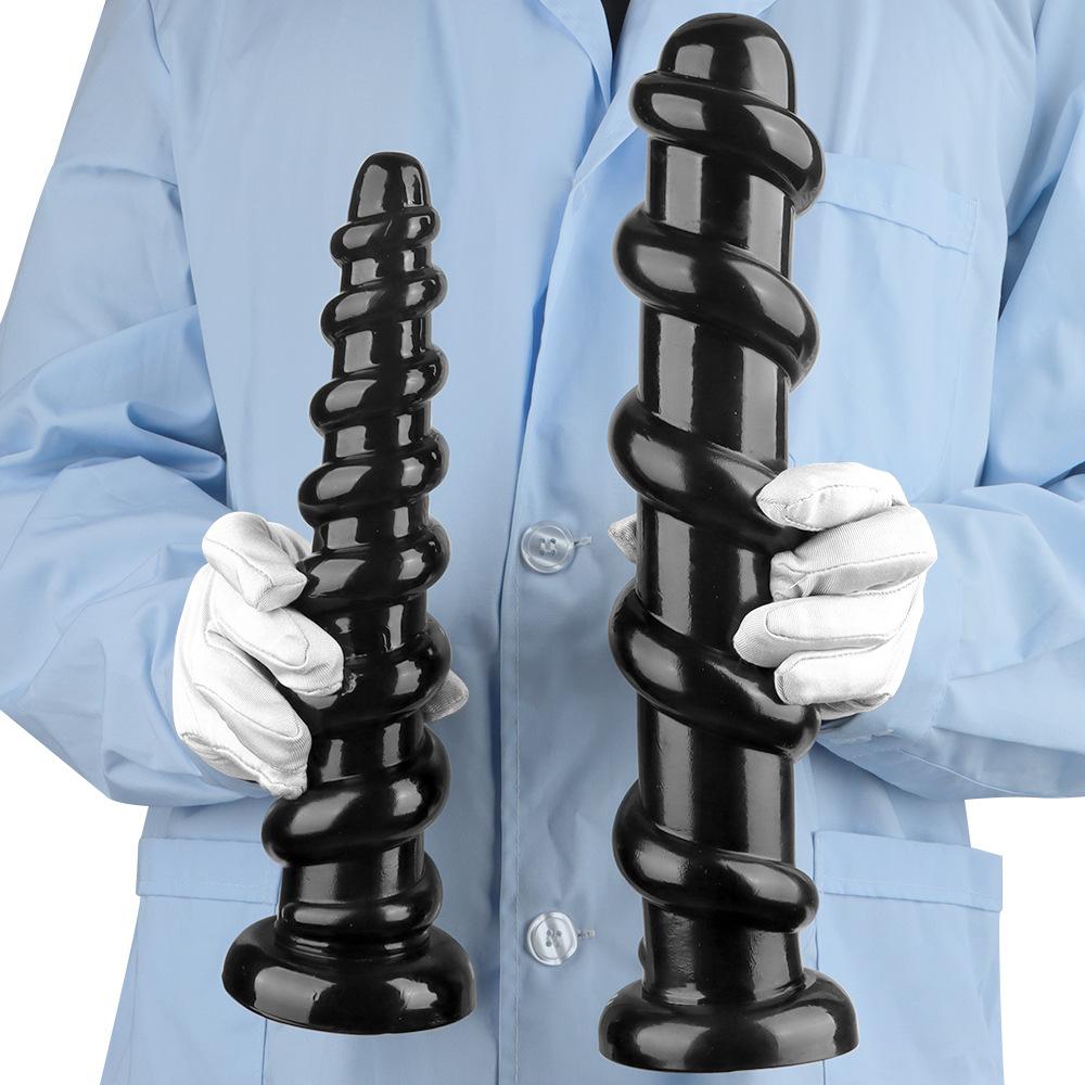 Super Large Threaded Masturbator Black PVC Butt Plug Dildo Anal Fisting Sex Toy Realistic Penis Big Dick