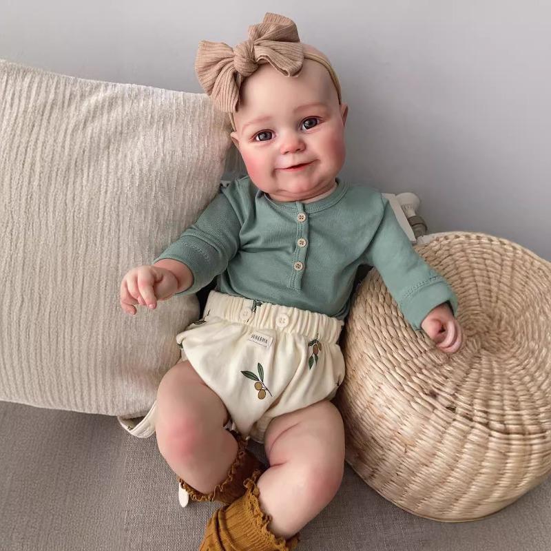 50/60cm Reborn Toddler Doll Maddie Soft Touch Cloth Body Realistic Baby Doll Hand-draw Bald Hair Newborn Babies Dolls for Kids Birthday Christmas Gift