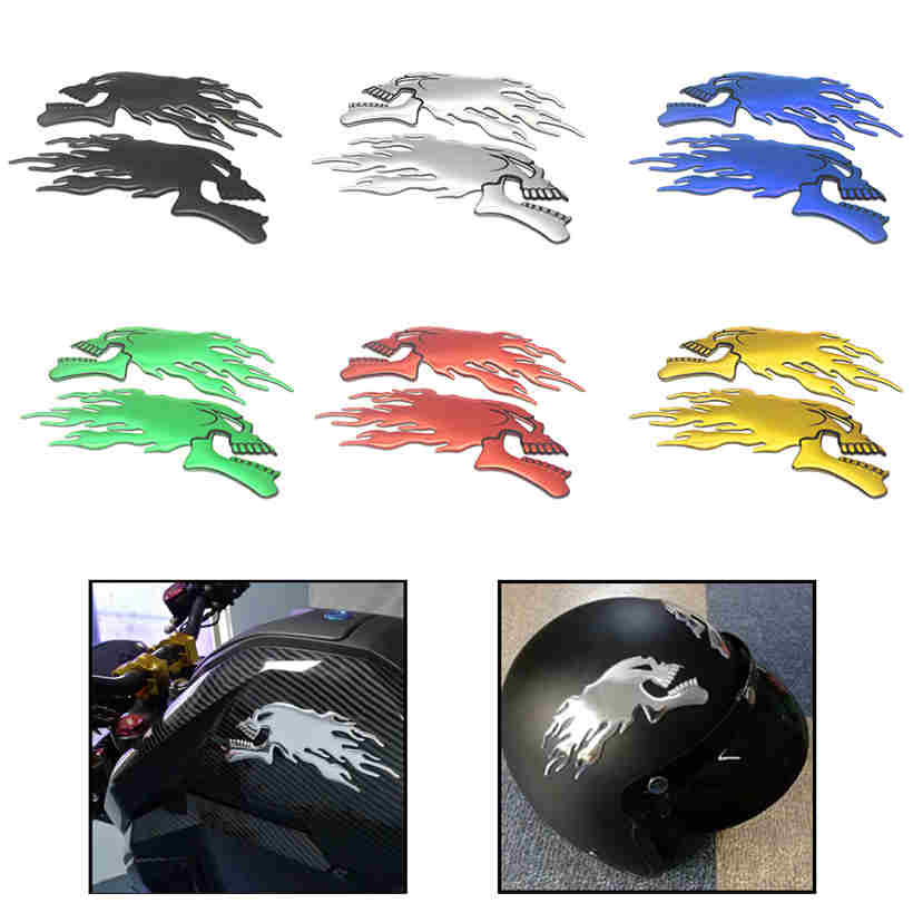 Мотоцикл автомобиль огонь череп наклейка 3D эмблема наклейка шлем топливный бак рамка тела наклейки