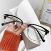 Myopia Glasses Retro Eyebrow Metal Frame Glasses Frame Men's Simple Fashion Anti-Blue Light Plain Glasses Frame